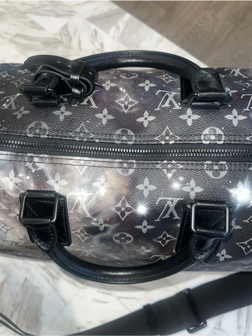 Louis Vuitton Black Galaxy Monogram Keepall Duffel